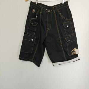Eight 732 Cargo‎ Shorts Black Hip Hop Baggy Vintage Y2K Streetwear